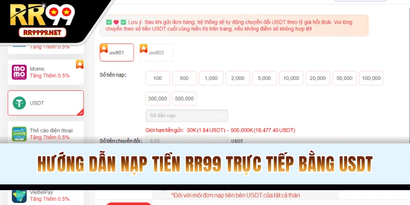 Giao dịch tiện lợi qua USDT